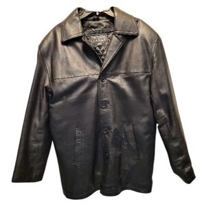 Vintage TRUCKER LEATHER Men's Black Leather Jacket - Size XL